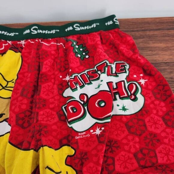The Simpson's Christmas Boxer Sleep Shorts Homer Mistle D'oh Men's Medium Vintag - Picture 2 of 4